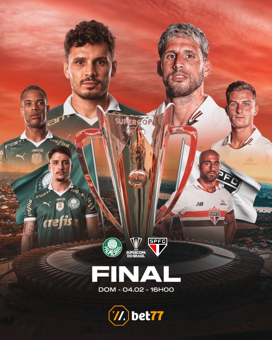 A final da Supercopa do Brasil está aí!

Prepare seu coração e seus melhores palpites, claro!

Vem apostar com a Bet77 no confronto inédito entre Palmeiras e São Paulo pelo título da Supercopa.

As melhores cotações estão na Bet77!

#supercopadobrasil #bet77