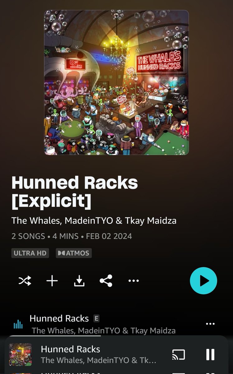 Listening to "Hunned Racks" by The Whales with <a href="/defjam/">Def Jam Recordings</a>.
"That's my type.. That's my type..."
🔥 🎵