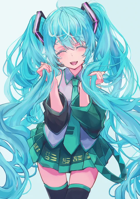 笑顔も色も明るいミクさん#初音ミク #illustration 