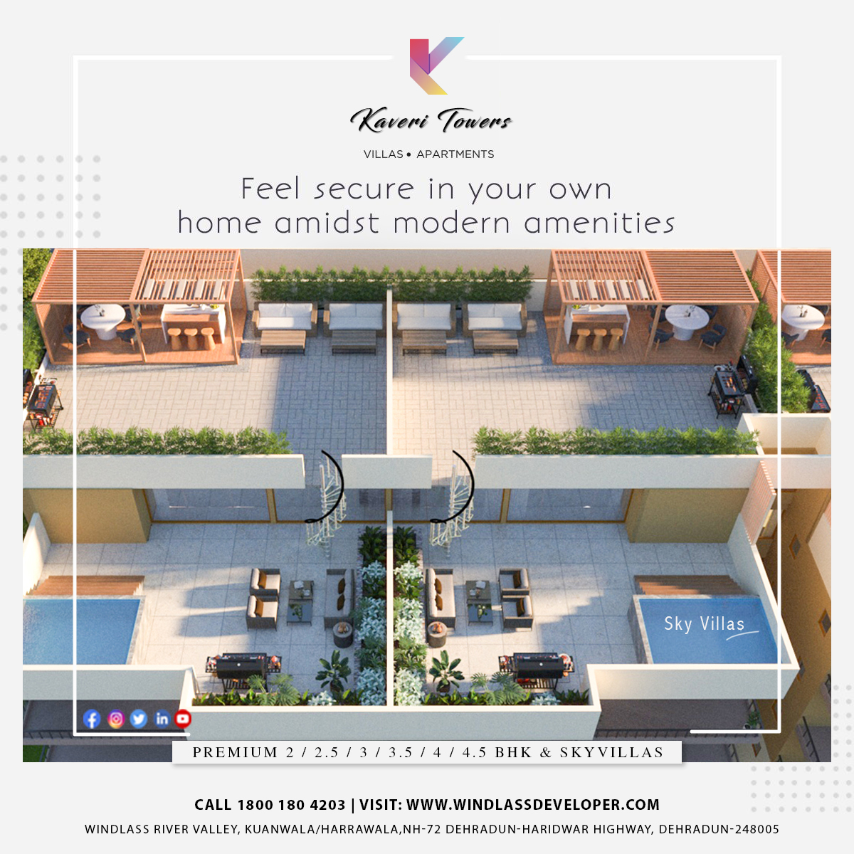WindlassD's tweet photo. Step into a world of luxury at Kaveri Towers by #WindlassDeveloper, Indulge in luxury with 2/2.5/3/3.5/4/4.5 BHK &amp; #SkyVillas
Your #dreamhome awaits!

Call: 1800 180 4203
Whatsapp: 07055004823
Visit: https://t.co/BGjryaU8HB

#wrv #MussoorieHills #KaveriTowers #windlassrivervalley https://t.co/Tf1WjJWnDq
