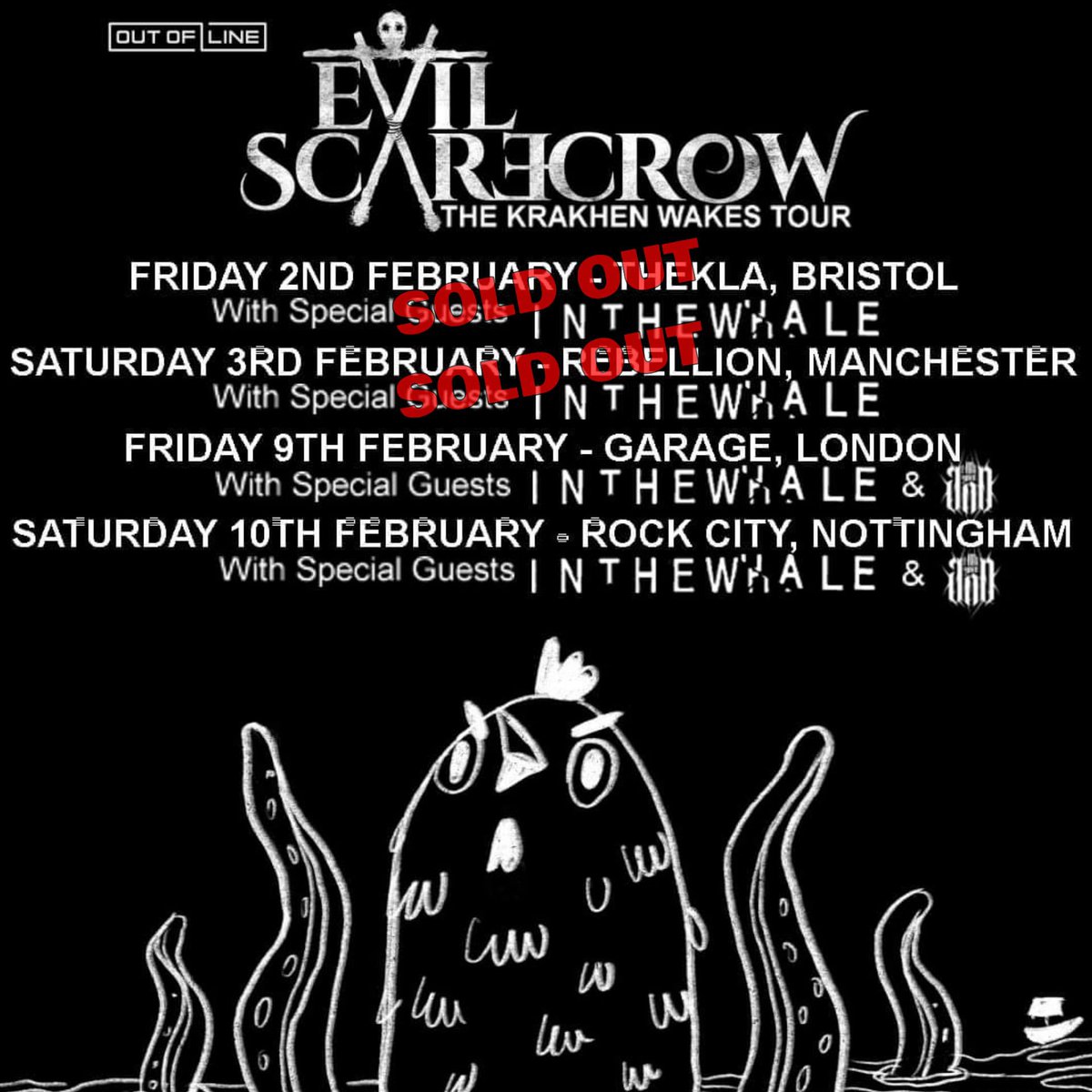 Expected set times for our sold out show at Rebellion tonight: Doors: 6:30pm @inthewhale: 7:30pm @EvilScarecrowUK: 8:40pm