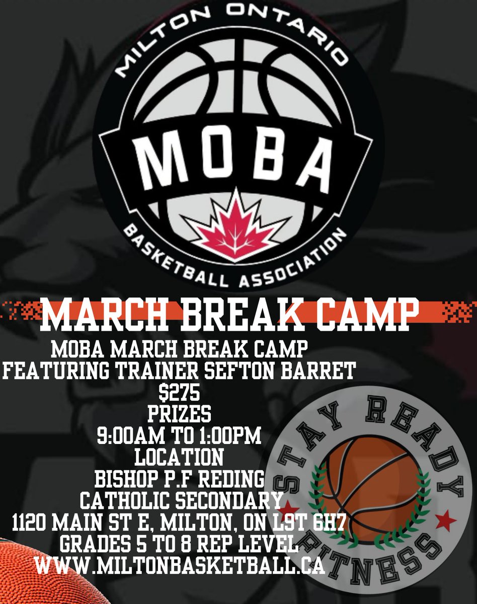 Mobacanball's tweet photo. March Break Madness!
MOBA March Break Camp
Prizes
Stay Ready
Grades 5 to 8 https://t.co/2iLod5rFsi
