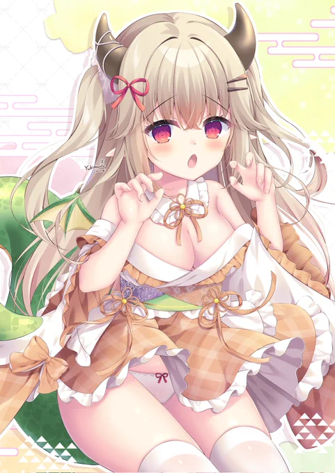 息をするようにツーサイドアップ描いちゃうくらい大好きそしてこれはお正月に載せたドラゴンちゃん#ツーサイドアップの日 