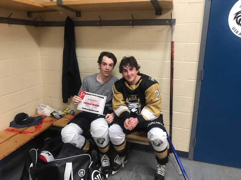 No luck in Game 1.  Lots of shots, but just couldn’t get one in the net.  POG Evan Somerton!