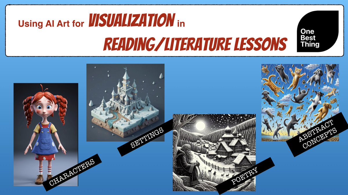 karlyb's tweet photo. New post on the Apple Education Community: Using AI Art for Visualization in Reading/Literature Lessons. Lots of ideas and examples of ways that AI art can enhance understanding and learning! https://t.co/NdfDSdRPgO #AIart #ADE23 #EveryoneCanCreate #OneBestThing https://t.co/9WEFpUmzQG