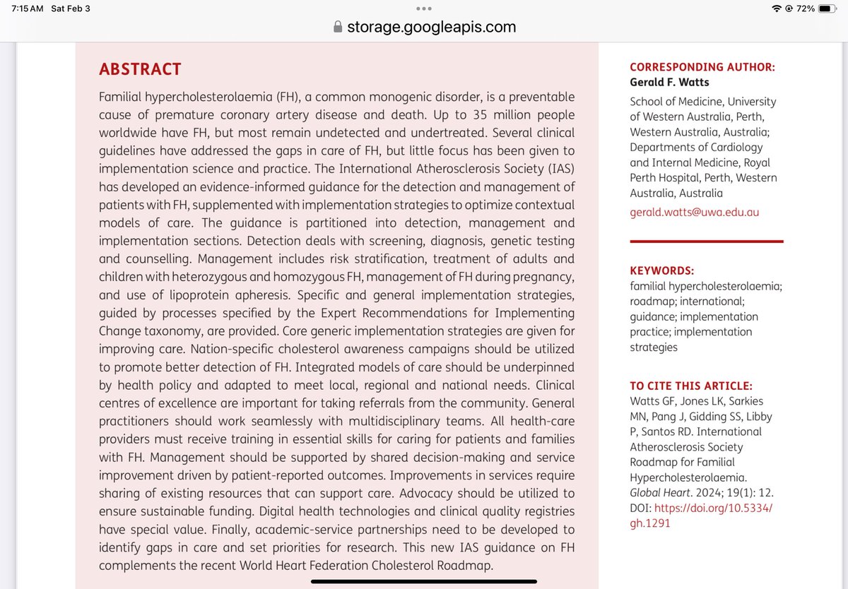 A new roadmap for reducing the global burden of Familial Hypercholesterolemia from the International Atherosclerosis Society. #tier1 #knowFH #findFH globalheartjournal.com/articles/10.53…