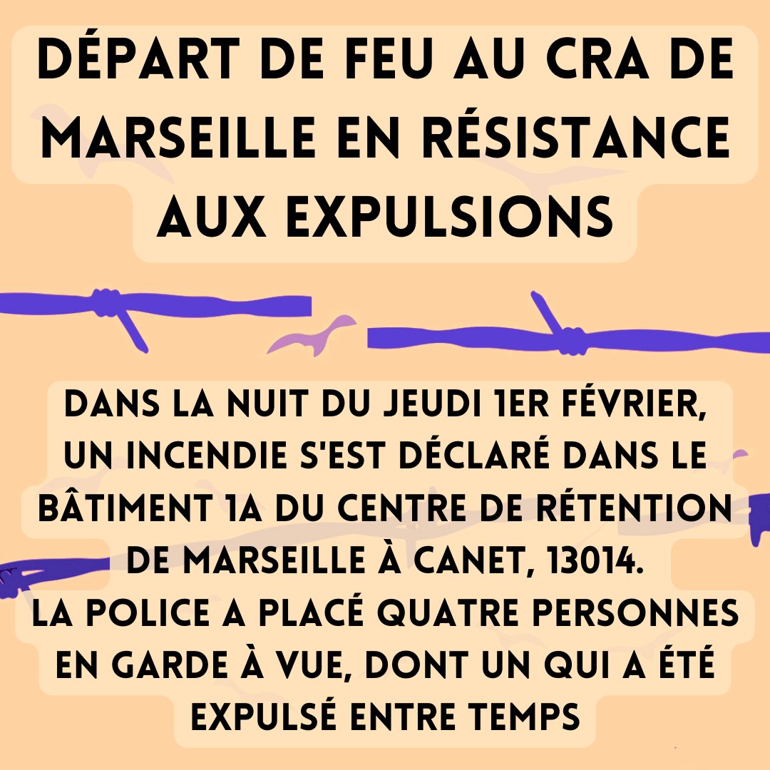 MarsAntiCRA's tweet photo. Départ de #feu au #CRA de #marseille en résistance aux expulsions jeudi soir
#noborders #Resistance https://t.co/dPqNpmNiJV
