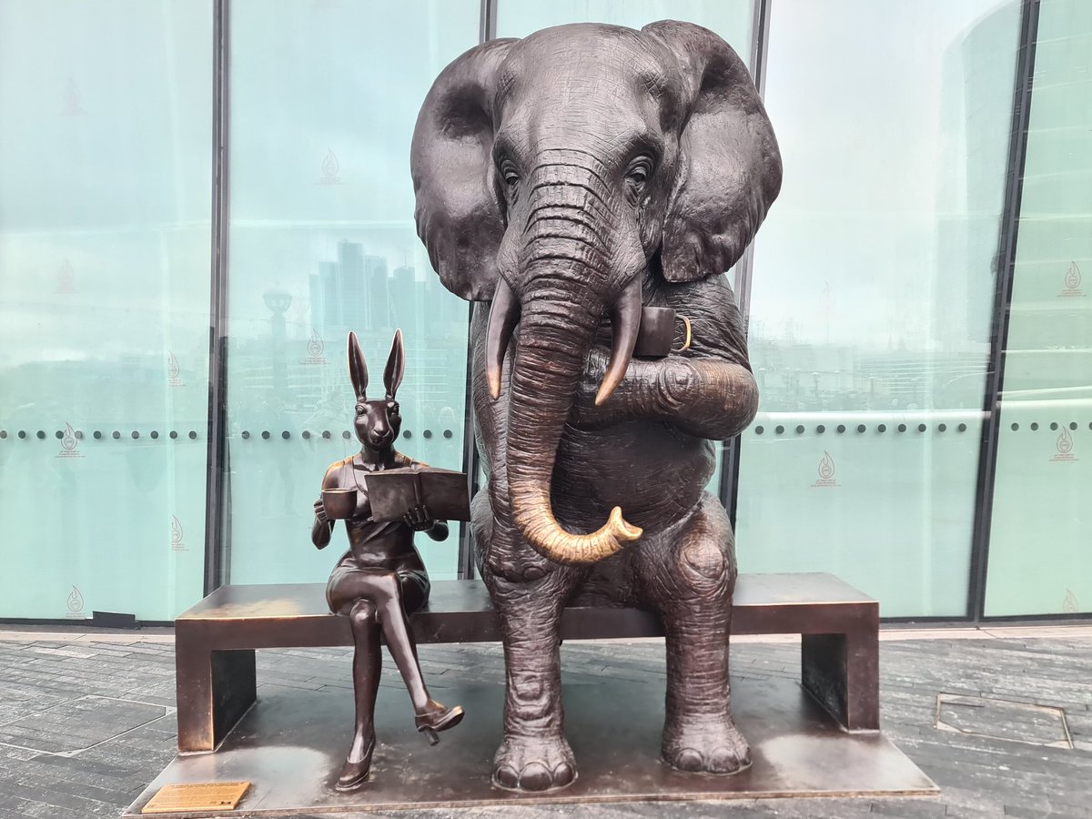 Grampy561's tweet photo. ALONG THE RIVER THAMES - AN AFICAN ELEPHANT NEVER FORGET WHAT HE LEARNED AND NEITHER DID RABBITWOMAN  BY ARTISTS GILLIE AND MARC # LOVE THE LAST https://t.co/3v6OakafkK