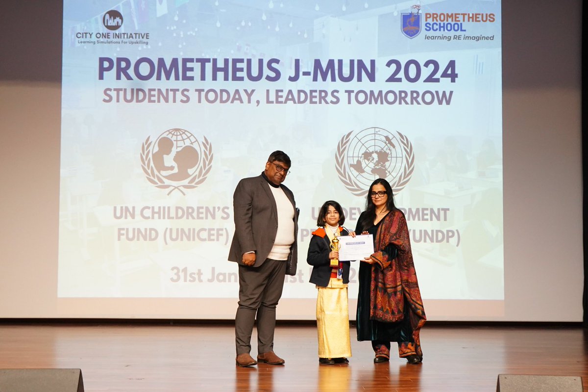 Excited to share Prometheus School’s first Junior MUN Conference with @cityoneinitiative!  Students shined in debates on climate change &amp; human rights, proving their mettle in research and public speaking. Here’s to our future leaders! 
 #prometheusjmun #globalawareness