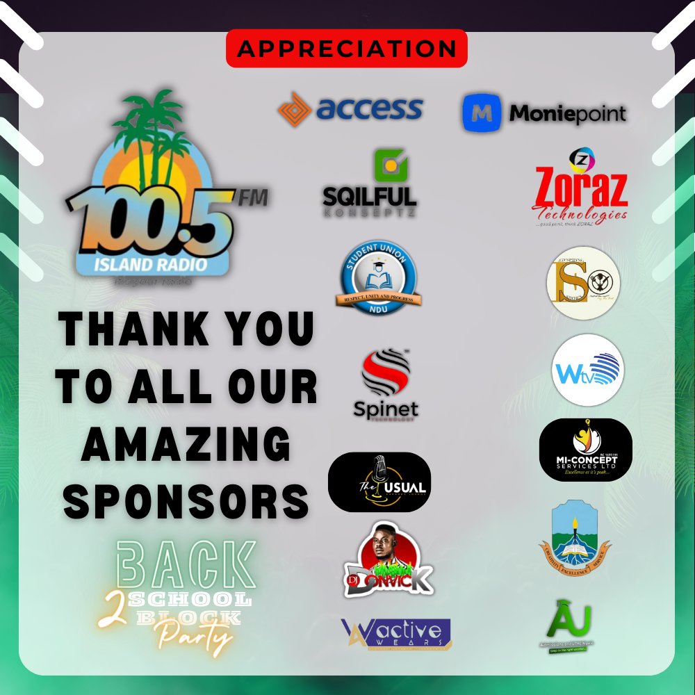 IslandRadio1005's tweet photo. A big shoutout and gratitude to all sponsors who made Back to School Block Party 1.0 a success! Your support created a vibrant event, fostering community spirit and setting the stage for an exciting school year ahead. Thank you for making it happen! 🎉  
#back2schoolblockparty1 https://t.co/nmEsRGbpBw