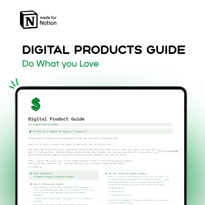 SubhanHQ's tweet image. Stop selling your time - sell digital products instead.

98.8% don't know how ?
So I created a Guide to get you started.

It's FREE for the next 48 hours.

To get it.

- Like 
- Retweet 
- Comment " Digital "