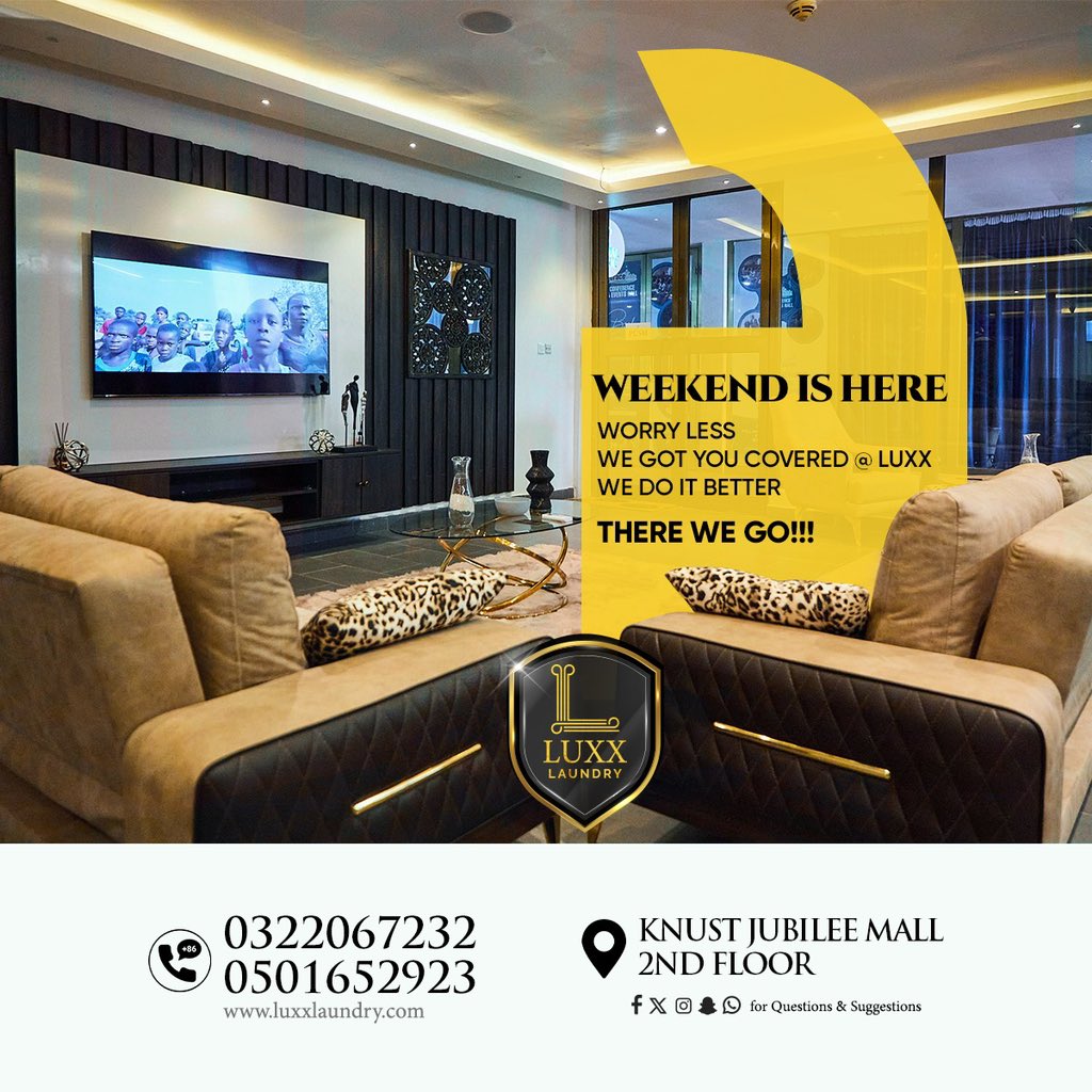 LuxxLaundry's tweet photo. It's okay, Relax make we put you on better Service🤩
Call☎️ 032-206-7232/050-165-2923
#LuxxLaundry
#WeekendLaundry
#DoingLaundryTheRightWay https://t.co/1ANhF48qM7