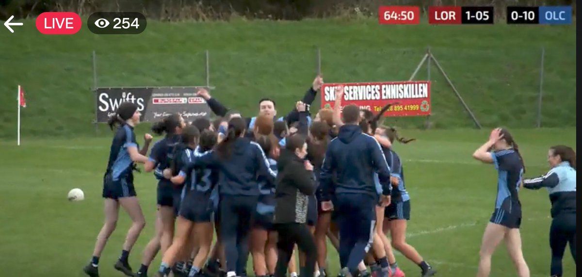 OLSSBlayney's tweet photo. What a win!!! What scenes! Our Senior Ladies Team are Ulster A Champions 🏆🏆🏆 Well done to the Girls and their management of Mr. Kelly, Mr. Nolan and Ms. Kerr on an incredible win @UlsterLadies @Monaghan_LGFA @monaghangaa #OLSS #HistoryMakers #ProudSchool #UlsterChamps https://t.co/omcur4KOl9
