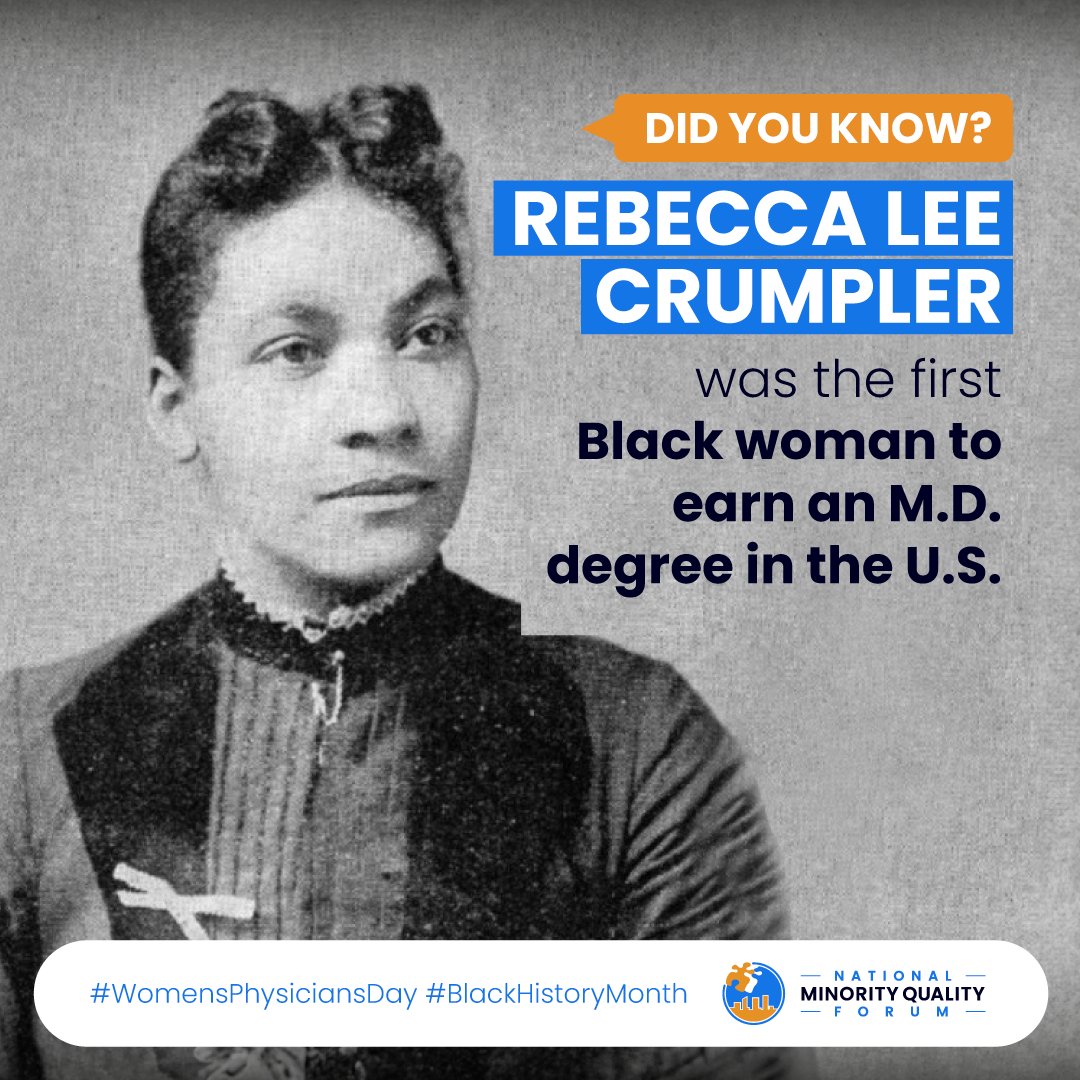 Did you know? Rebecca Lee Crumpler was the first Black woman to earn a M.D. degree in the U.S. She spent her career caring for low-income Black mothers and children who had been denied medical care by white doctors. nwhn.org/rebecca-lee-cr… #WomenPhysiciansDay #BlackHistoryMonth