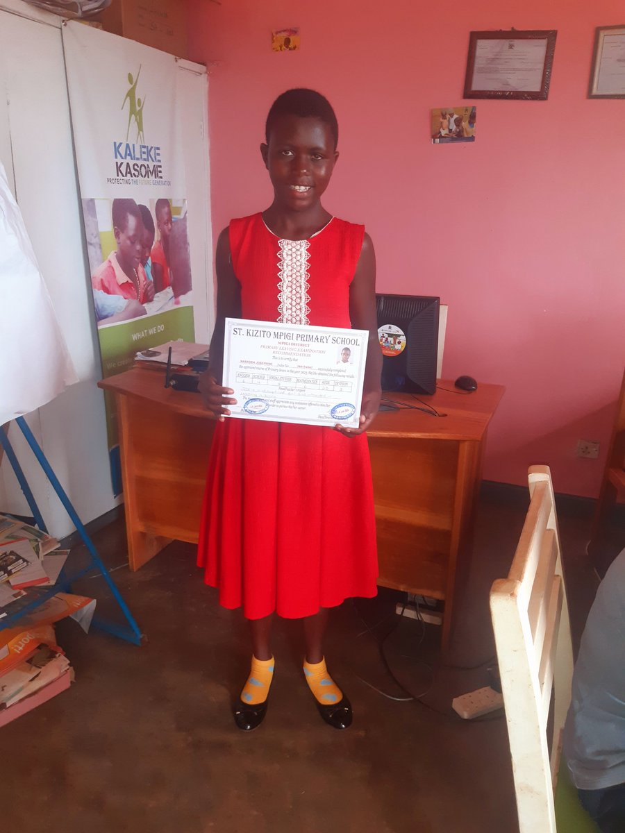 Josephine 13 yrs old happy after receiving her PLE Certificate, already excited about starting her Secondary School journey this month. We thank you Elisa Kumpumäki, for your tuition support that has helped push another child to her next level of education.