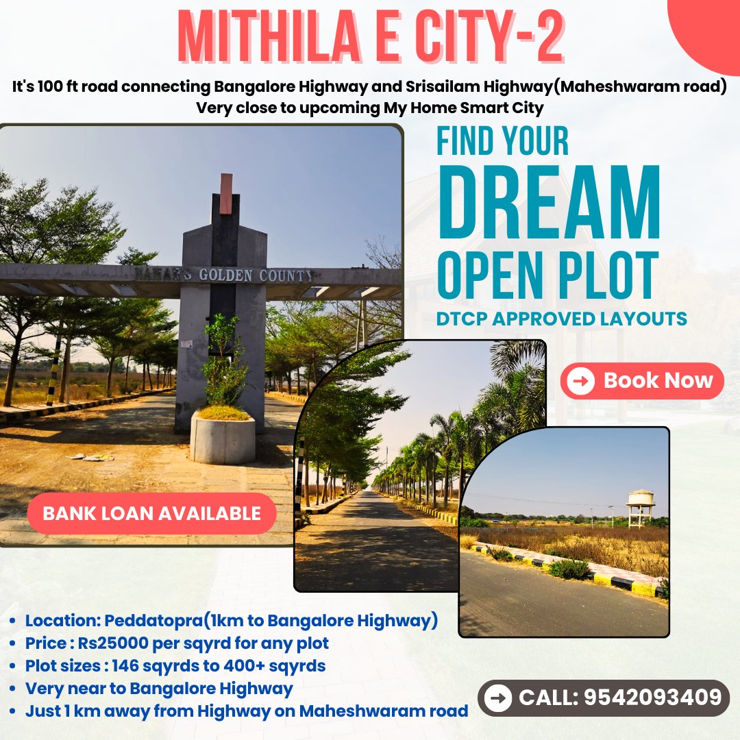 firstclose_real's tweet photo. DTCP Approved layouts
Call: 9542093409

Daily Deals and Offers
https://t.co/fQ0fKIkodB

#hyderabad #villaplots #yadagirigutta #mumbai #chennai #investmentproperty #duplex #home #houseforsale #business #owner #housing #funnyvideos #property #investments #invest #Investing https://t.co/I8ChXhq6oq