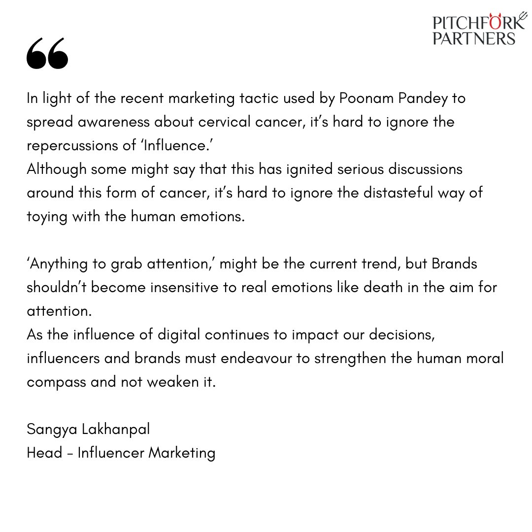 PitchforkLLP's tweet photo. No caption needed.
#InfluencerMarketing #Influencer #Influence #DigitalInfluence #DigitalInfluenceLandscape #MoralCompass #CervicalCancer #EthicalPR #EthicalMarketing #EthicalInfluencerMarketing https://t.co/4Yq7xMwAPH