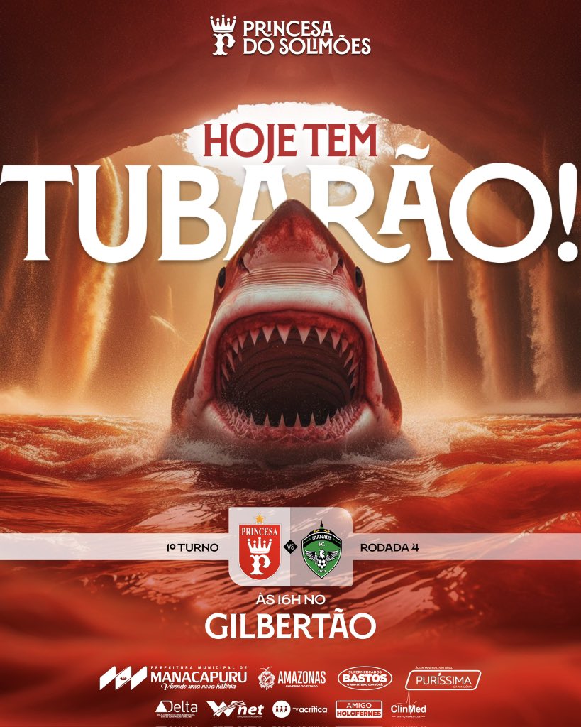 PrincesaEC_AM's tweet photo. 🦈🇮🇩 HOOOOJE TEM TUBARÃO!!!!!

O Princesa enfrenta o Manaus pela quarta rodada do #Barezão2024!

🏆 Campeonato Amazonense 2024
🆚 Princesa x Manaus
📆 Hoje (03/02)
🕦 16h
🏟️ Gilbertão
🎫 R$ 15 (meia)
🎟️ R$ 30 (inteira)

🤝 Vamos juntos apoiar o Tubarão do Norte!

#AvanteTubarão https://t.co/OVpU11RpqZ