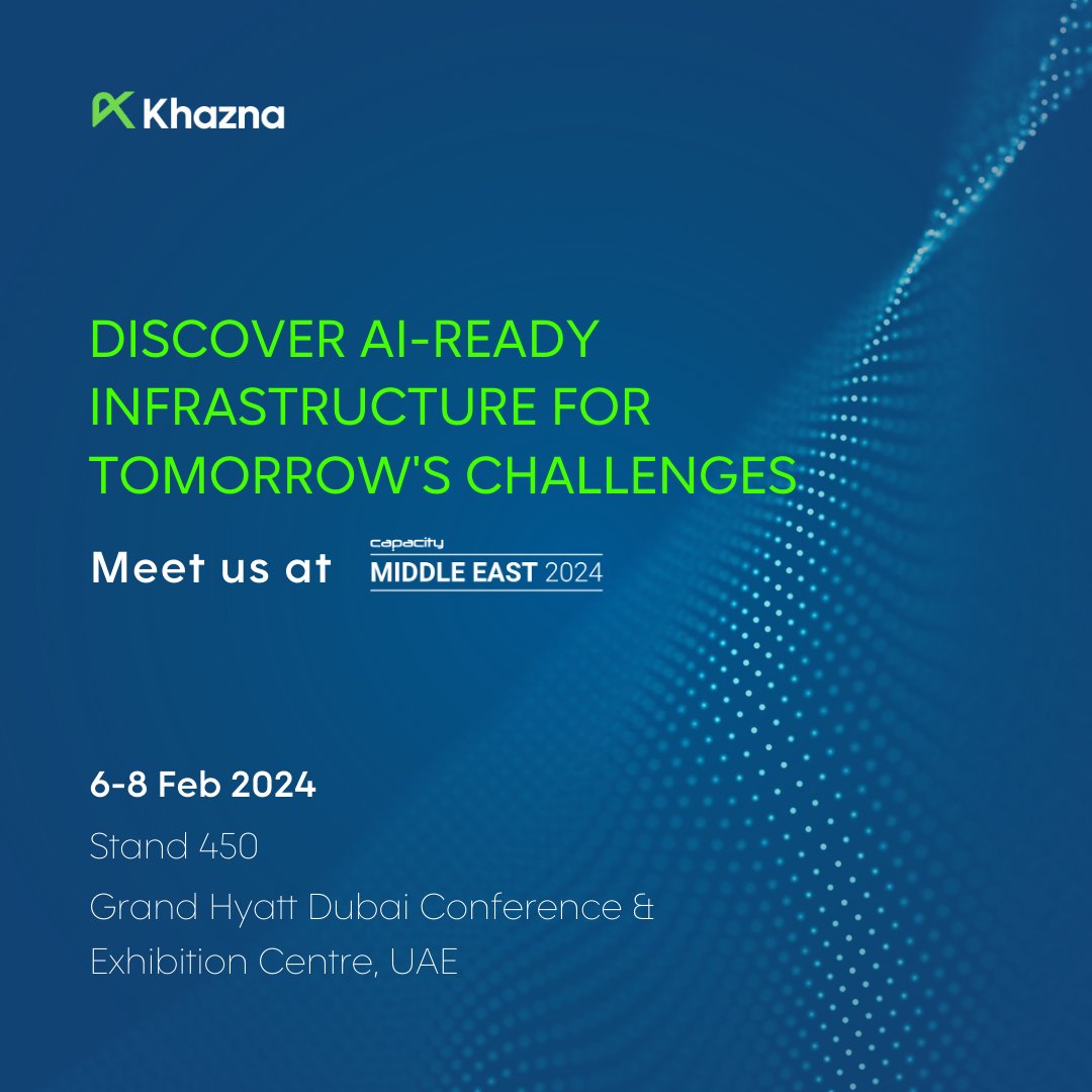 khazna_dc's tweet photo. Proudly joining Capacity Middle East 2024, where industry leaders connect to share valuable insights and discuss the latest trends in digital infrastructure. Looking forward to connecting with you during this premier event from February 6-8.
#capacitymiddleeast #capacityme #ai https://t.co/bpXeVqYxOZ