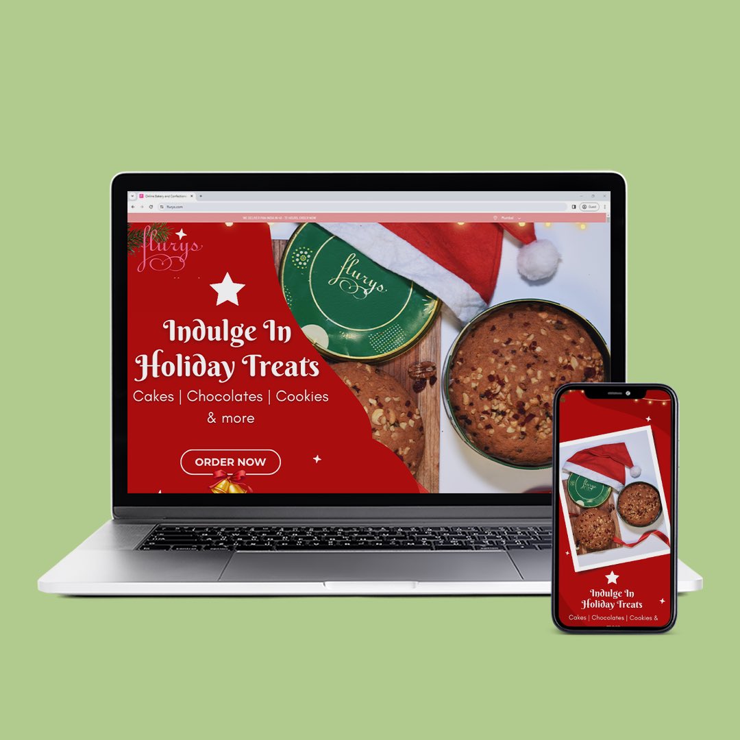 QEDIndia's tweet photo. #CreativeShowcase
Is it even Christmas in Kolkata without Flurys?
We designed website banners that capture the joy, and deliciousness of the season, showcasing Flurys’ iconic Christmas products and hampers. These banners feature enticing call-to-actions and a responsive design, https://t.co/EXxF54mIlG