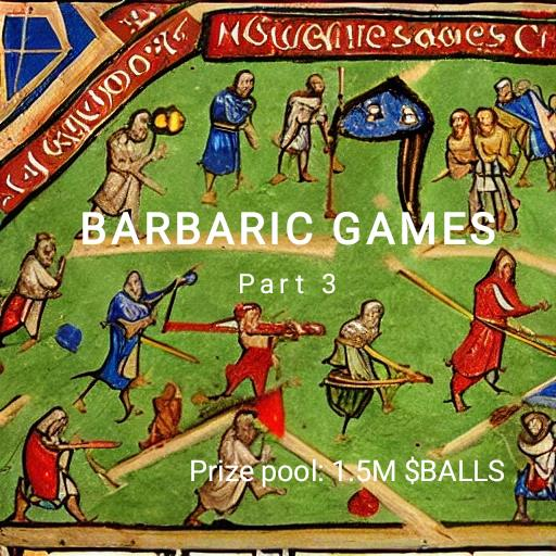CryptoConan1337's tweet photo. Barbaric games part 3 just started. 1.5M prize pool for top 3 memes 500K each. This time memes will be valued by a jury, and we would like to see more gifs. Event lasts until monday 5.2. 22:00 CET. Winners to be announced here the next day. https://t.co/6tJd052WdZ