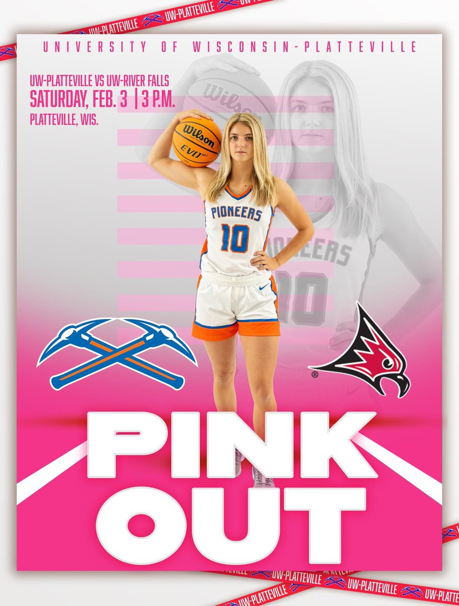 uwp_pioneers's tweet photo. It's PINK OUT in support of breast cancer awareness on Bo Ryan Court! We're also celebrating National Girls and Women in Sports Day so all girls and women receive free admission! @UWPlattWBB and UW-River Falls tip off at 3 p.m.
📺📈 https://t.co/zKLV4bYK1U https://t.co/qyt6RRm1ay