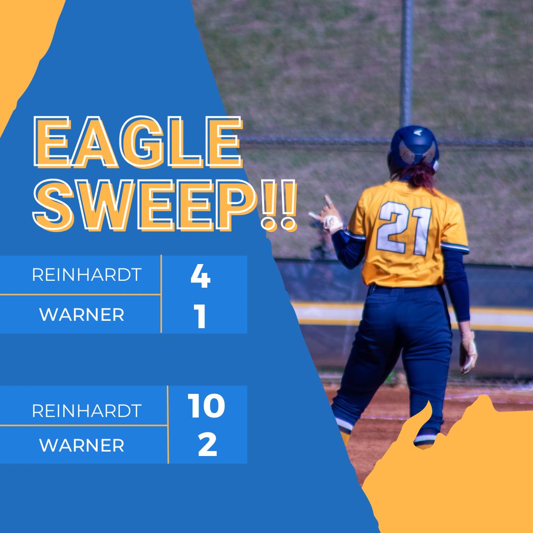 Great win yesterday for our girls Warner!

Whitney Shepherd and Allison Andriano got the job done in the circle for the lady eagles!!
Molly Stevens had a solo shot in game 2!!

Back at it again today against #22 Southeastern at 12&amp;2