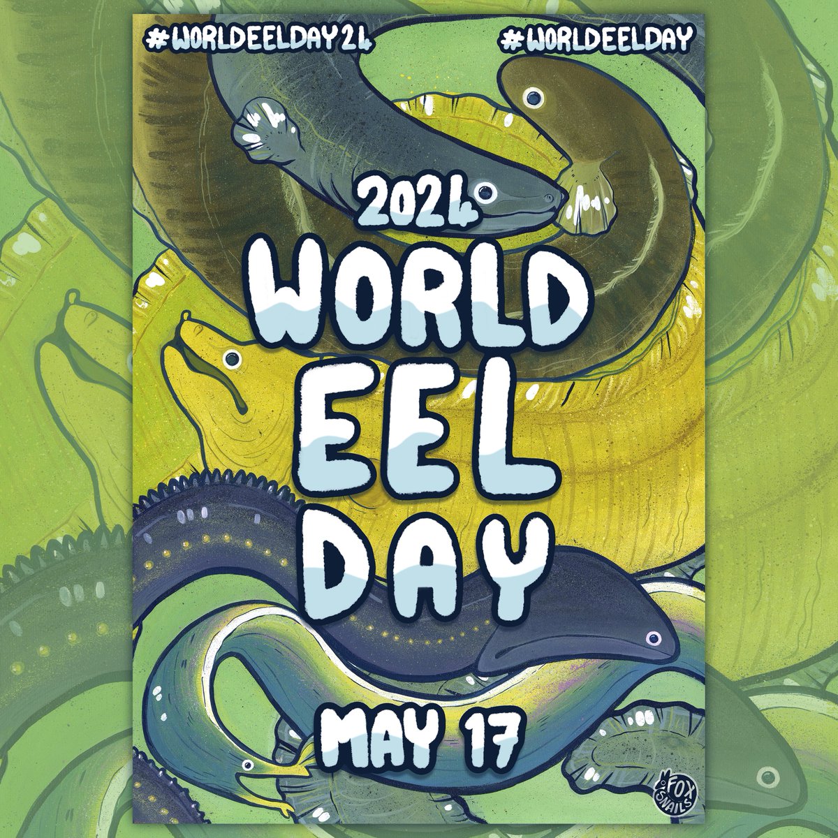After a successful World Eel Day 2023, with live events in four countries and two continents, we are preparing for World Eel Day 2024! huge thanks to @FoxSnails for another brilliant poster. Please contact ruthie@ruthiecollins.co.uk with ideas to add to programme #worldeelday