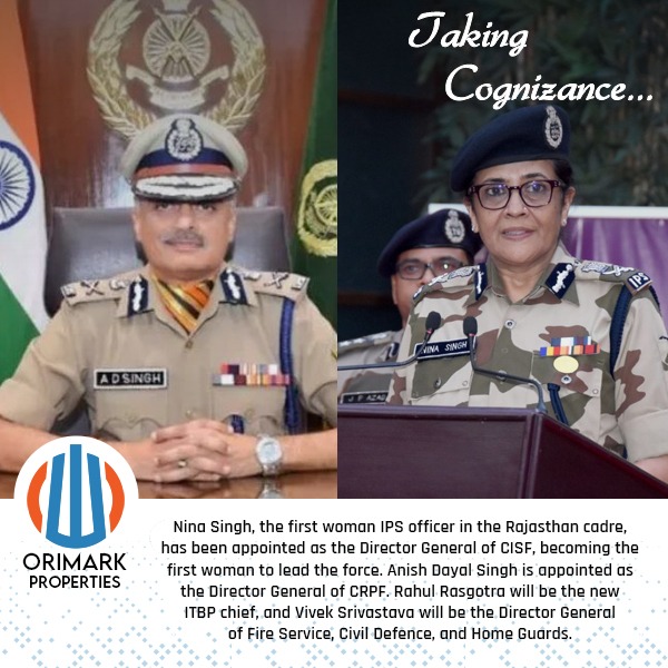 #NinaSingh, the first woman IPS officer in the Rajasthan cadre, has been appointed as the #DirectorGeneral of #CISF, becoming the first woman to lead the force.

#FirstWomanDG #CISF #AnishDayalSingh #DGCRPF #RahulRasgotra #ITBPChief #VivekSrivastava #FireServiceDG #CivilDefenceDG