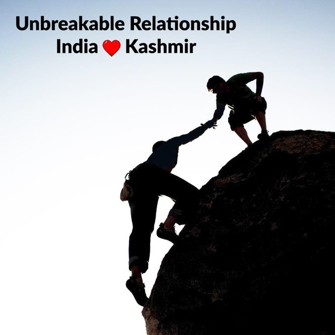 The unbreakable relationship of #Kashmir with India is eternal, no force can break it! Kashmir is the valley of peace, where every sunrise brings new hopes of tranquility and peace.  #KashmirSolidarityDay #KashmirSupportIndia #KashmirSerenityDay