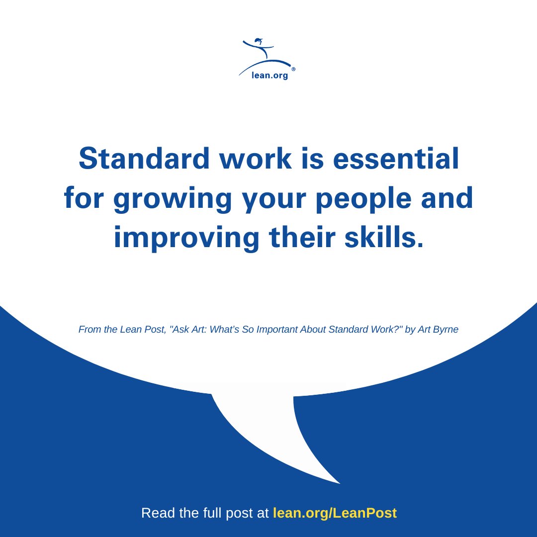 LeanDotOrg's tweet photo. Keep in mind that the goal of standard work is not for people to work faster per se; it’s about helping them work smarter and safer. 

Read more https://t.co/M3xersvNao

#standardwork #LeanManagement #ContinuousImprovement https://t.co/gjWBvGadG7