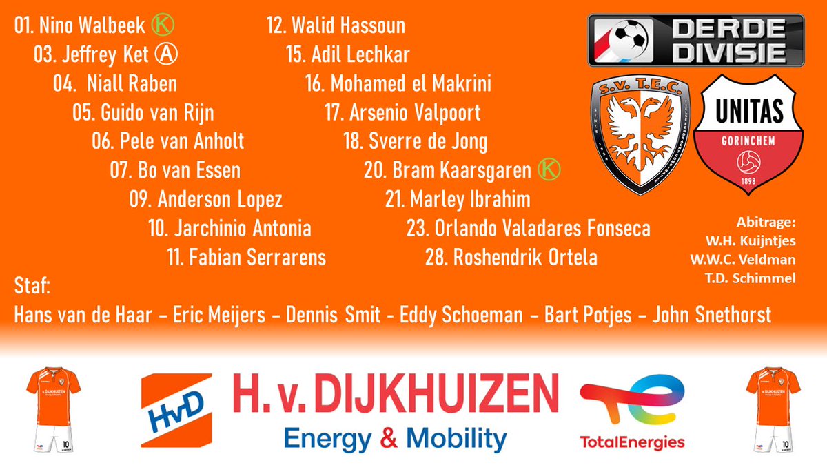 sv_TEC's tweet photo. Om 15:30 uur de aftrap van TEC - @gvvunitas
Hans van de Haar en Eric Meijers hebben de onderstaande spelers geselecteerd
#tecuni #DerdeDivisieB https://t.co/wkCQINnGyU