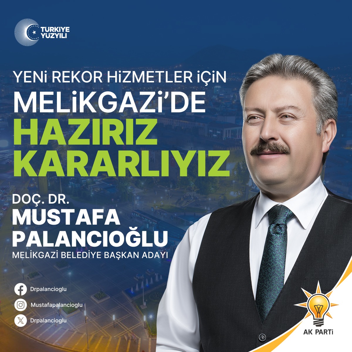 Aşkla, heyecanla yeniden Melikgazi! #Melikgazi için yeniden Bismillah. Cumhurbaşkanımız Sayın Recep Tayyip Erdoğan’ın tensipleriyle Melikgazi Belediye Başkanlığı görevine yeniden aday olarak gösterildim. İlçemizi adım adım ileriye taşıdığımız hizmetlerimizi 5 yıl daha…