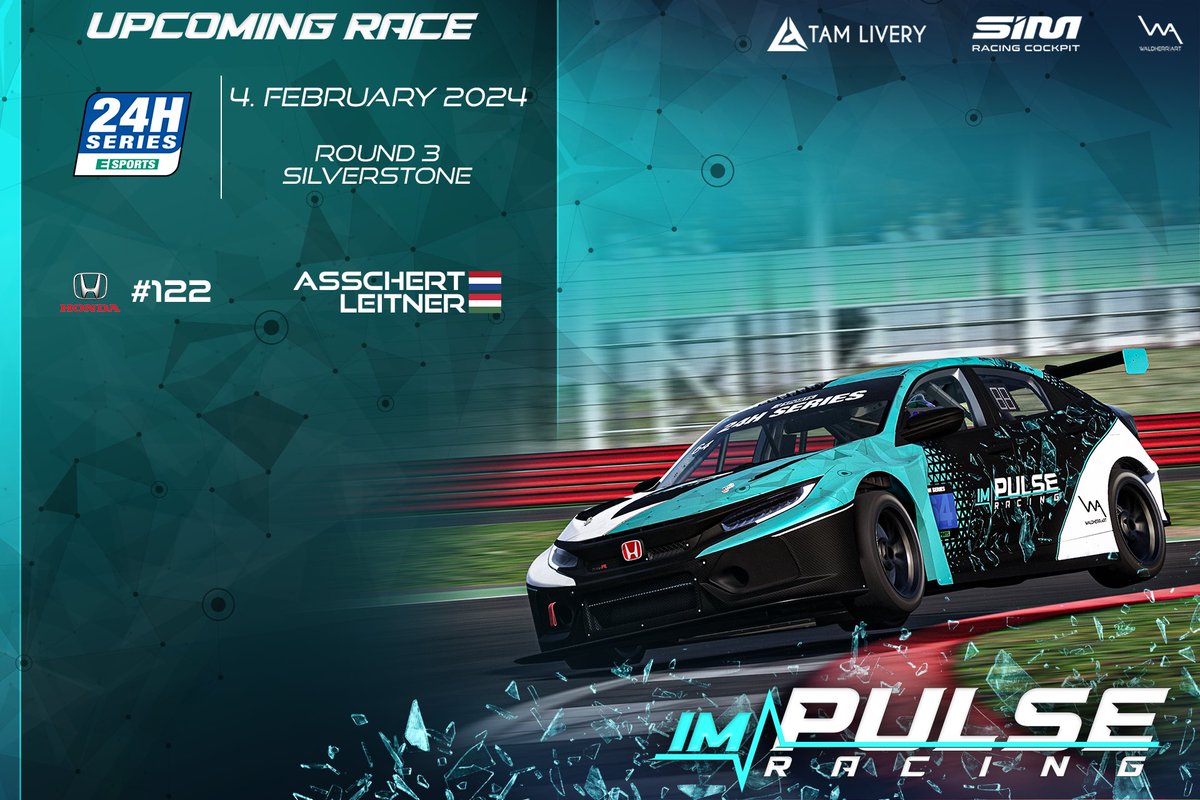 ImpulseRacing__'s tweet photo. The @24H_ESPORTS is back after a long winter break 😍🏎️💨

📍 @SilverstoneUK 🇬🇧
🏎️ GT3, Porsche Cup, GT4, TCR
🟢 04.02.2024 3pm CET
📺 @RaceSpotTV 

#weareimpulse https://t.co/n5qGMky143