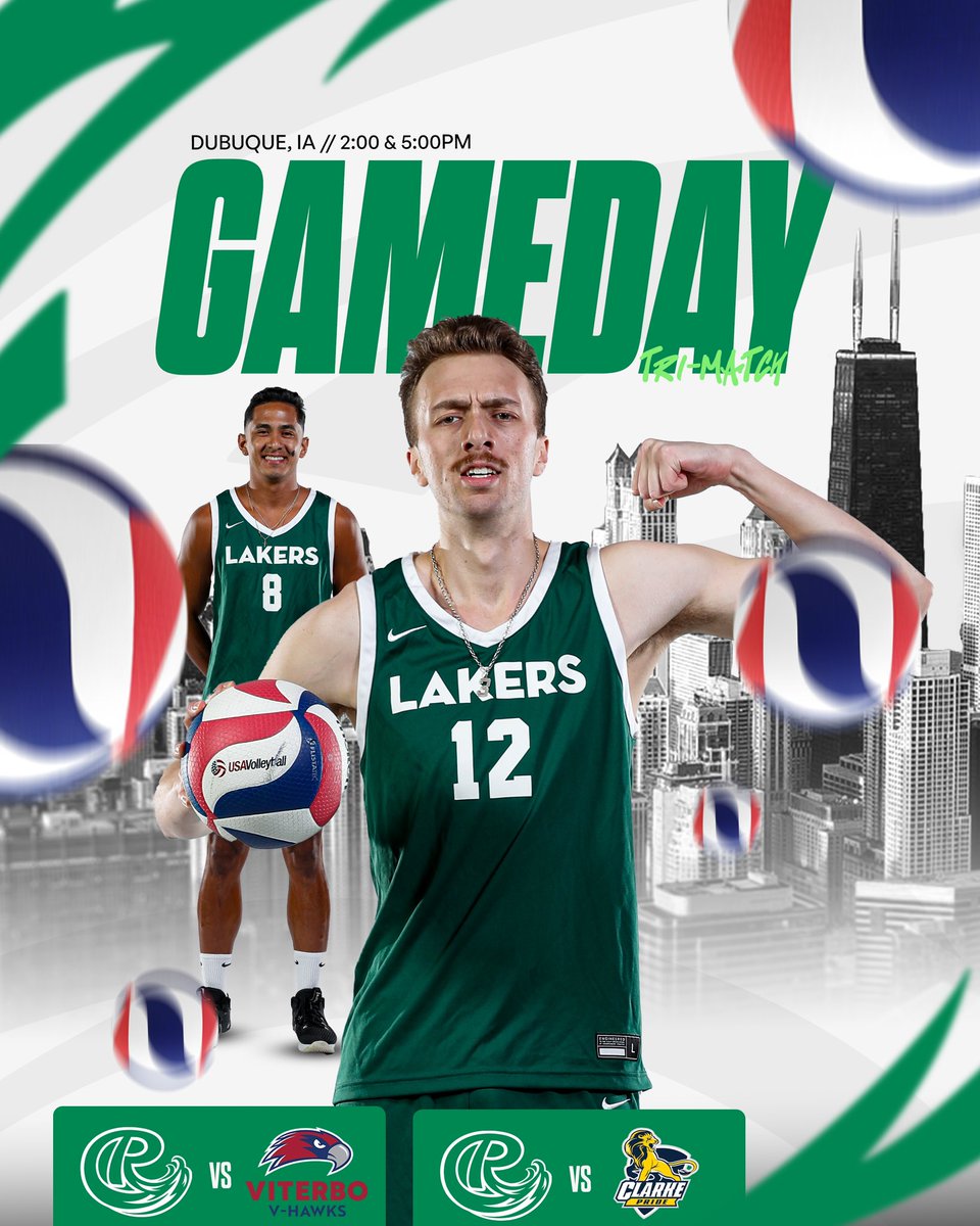 RULakersMVB's tweet photo. 🏐 vs @viterbovhawks + @ClarkeMvb
📍 Kehl Center (Dubuque, IA)
⌚️ 2 + 5pm CST
📺🔗 https://t.co/IIzrA9Uimp https://t.co/5ZwPhmvSQx