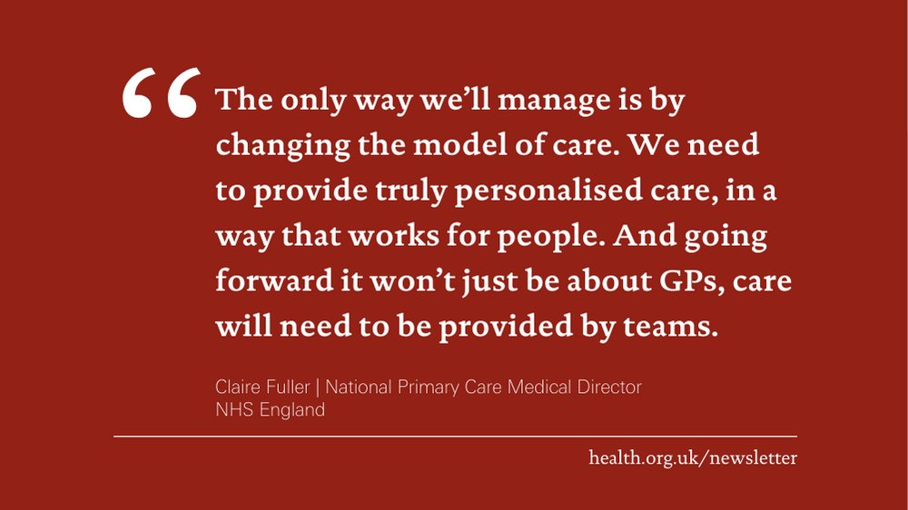 Our projections show that by 2040, people will be living longer but increasingly in ill health. Claire Fuller, National Primary Care Medical Director for @NHSEngland, reflects on what that will mean for primary care services ⬇️ health.org.uk/news-and-comme…
