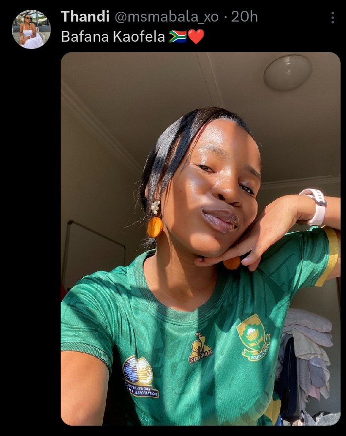 mpethafactor's tweet photo. The  most beautiful woman in the world right now #BafanaBafana #BafanaKaofela #BafanaPride #AFCON2024 #edwinsodi #alostro #richarlison #kwenamaphaka #soweto https://t.co/L5c3zmvlko
