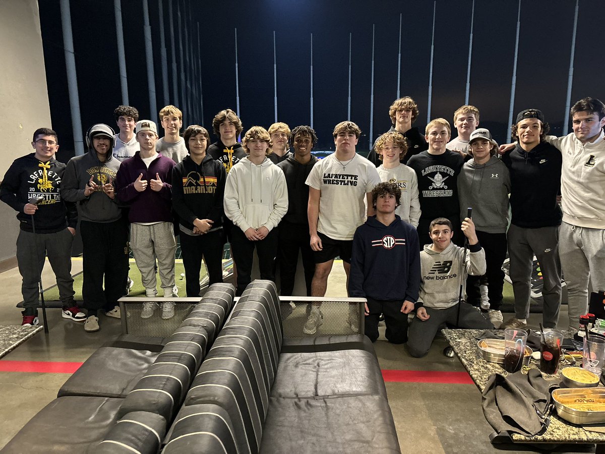 LHSwrestlers's tweet photo. Top Golf Team bonding was a huge success last night. Thanks to our supporters and boosters for making it happen. Love this family! #oncealanceralwaysalancer #readyfortheendofseasonpush #winningthewarwithin #lessthan1% https://t.co/OkQlRY8DBw