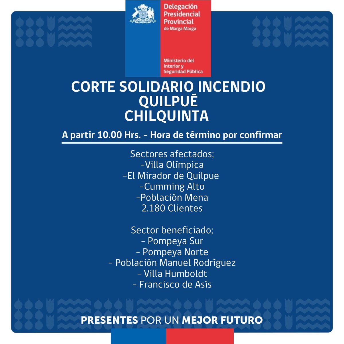 DPPMargaMarga's tweet photo. 🚨ATENCIÓN!
Información importante, corte solidario para beneficio de sectores afectados. #QUILPUE https://t.co/jiNtcUc337