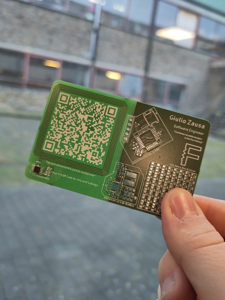 We met @giuliozausa at Fosdem and got this cool business card designed in @BuildWithFlux