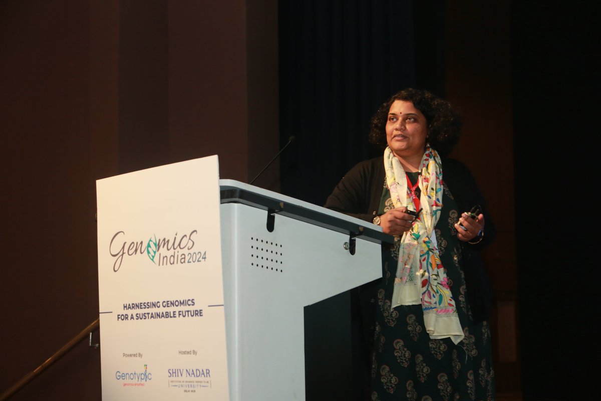 ShivNadarUniv's tweet photo. Dr. Beena Pillai, Scientist at CSIR - Institute of Genomics and Integrative Biology (IGIB) in Delhi, presented research during her discussion on "Inherited lncRNA Durga: Regulating Neurodevelopmental Gene Expression Pathways with Persistent Behavioral Effects." 
@Genomics_India 
#GIC2024