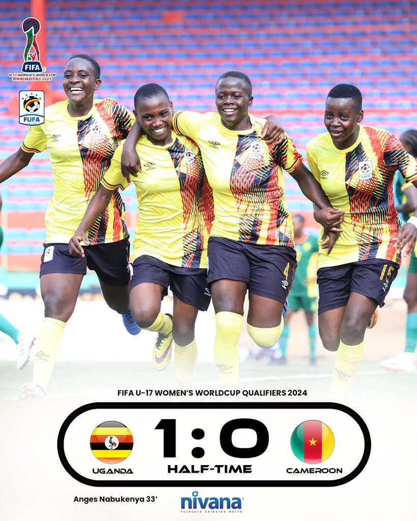 Halftime Uganda 1-0 Cameroon Goal scored by Agnes Nabukenya #WomenFootballUG #UGACAM