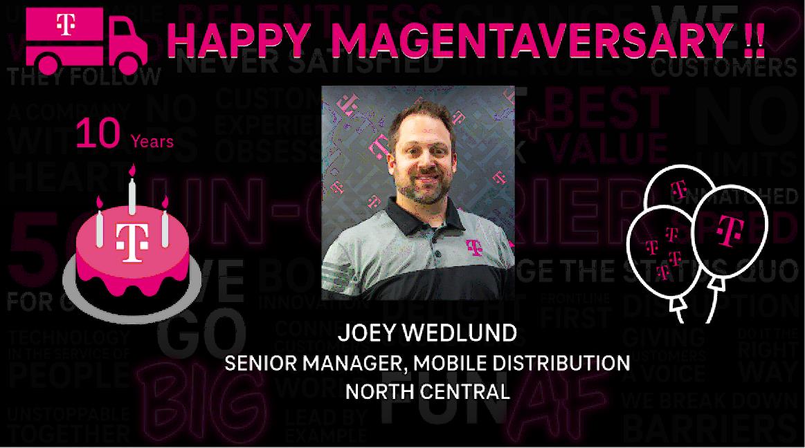 Please join me in wishing @jwedlund a very HAPPY TEN year Magentaversary! Thank you for your contributions and all you do for team Norh Central! 🎉