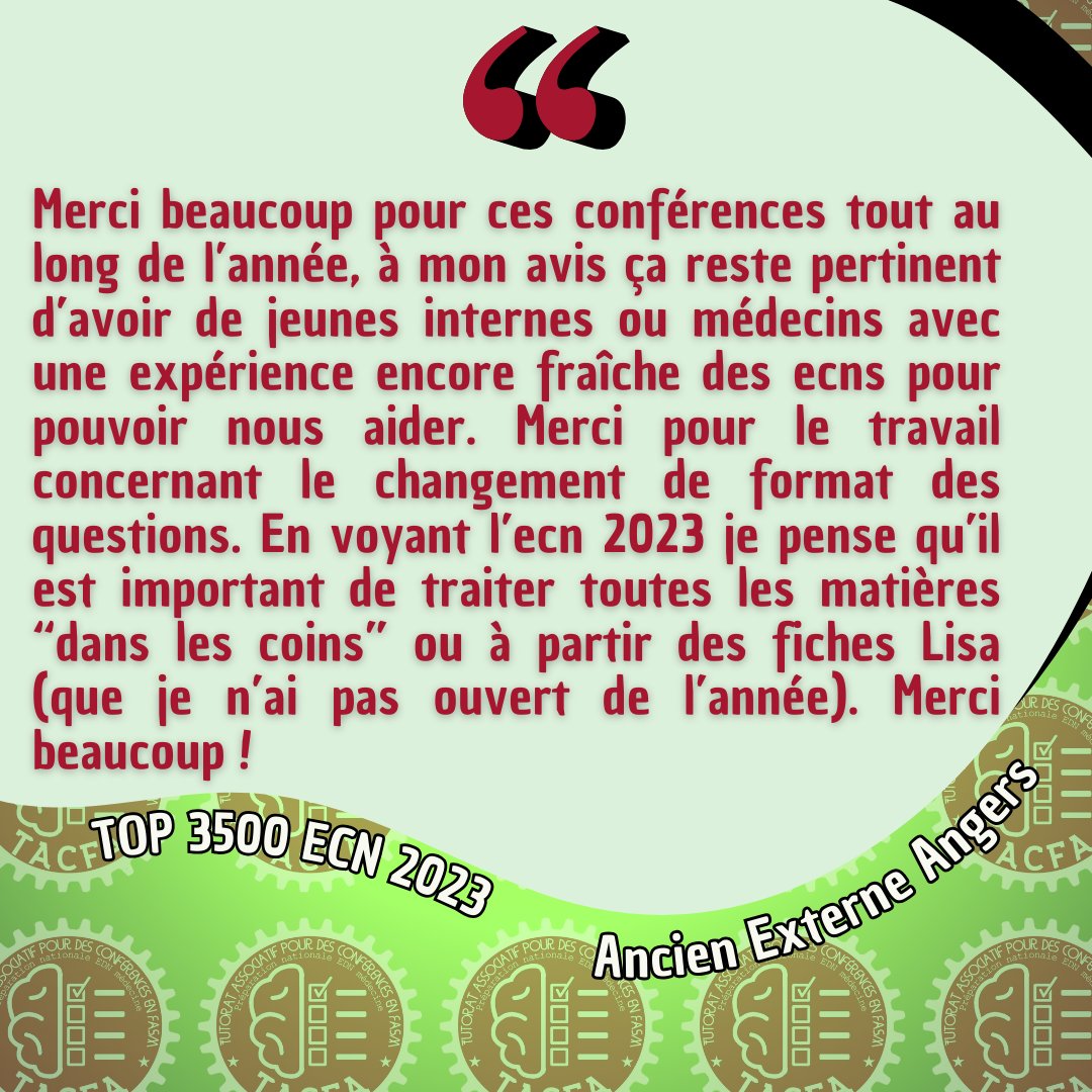 Pour la 1e année du TACFA, ce sont plus de 11000 externes qui ont participé à nos confs grâce à <a href="/UNESSfr/">UNESS.fr</a>, des centaines de conférenciers, des centaines de relecteurs HU de toutes les facs et spés. RDV chaque semaine pour une nouvelle conf (EDN/ECOS) 😉
Merci <a href="/ConfDoyensMed/">Conférence nationale des Doyens de médecine</a> #CNCEM