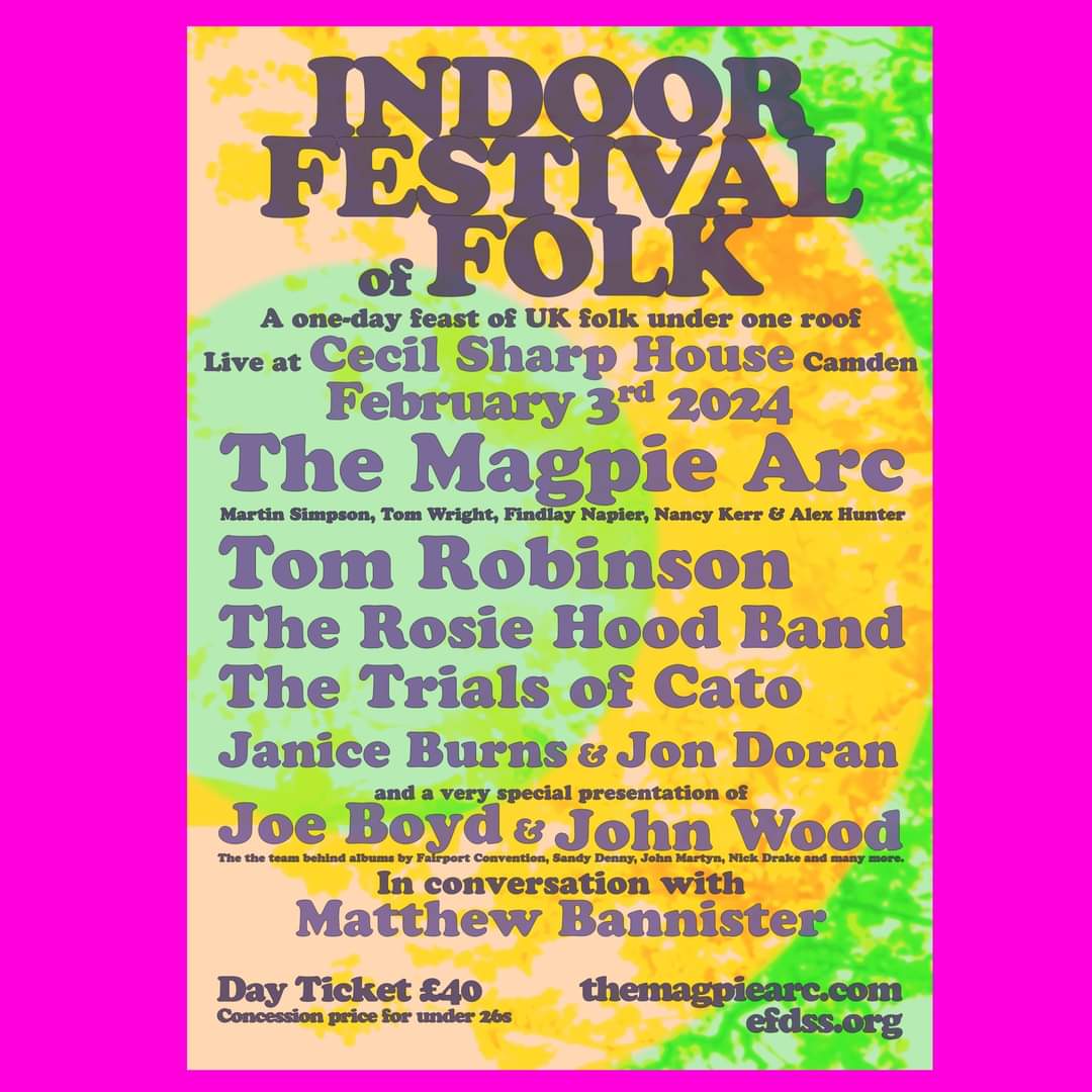 And we're off! Janice Burns and Jon Doran at Cecil Sharp House and the @FolkFestIndoors 2024 now. What a start and what a line-up! 🖤🤍💜