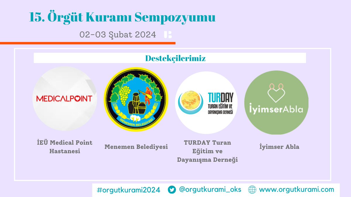 orgutkurami_oks's tweet photo. 15. Örgüt Kuramı Sempozyumu'nun gerçekleştirilmesi sürecinde emek veren ve maddi manevi destek sağlayan düzenleme kurulumuza, gönüllü öğrencilerimize, öğrenci topluluklarımıza ve sponsorlarımıza katkılarından ötürü teşekkür ederiz. #OrgutKurami2024 https://t.co/SkpAB3Y4S4