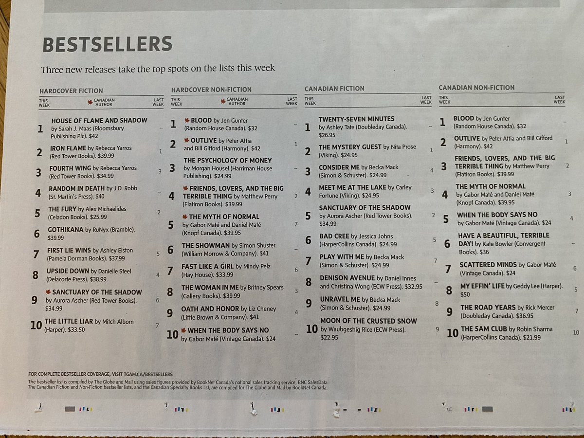 Thank you Canada for making Blood the #1 Bestseller on two lists! A book about the menstrual cycle being #1 is amazing. And thank you to my fantastic team at <a href="/PenguinRandomCA/">PenguinRandomHouseCA</a>
