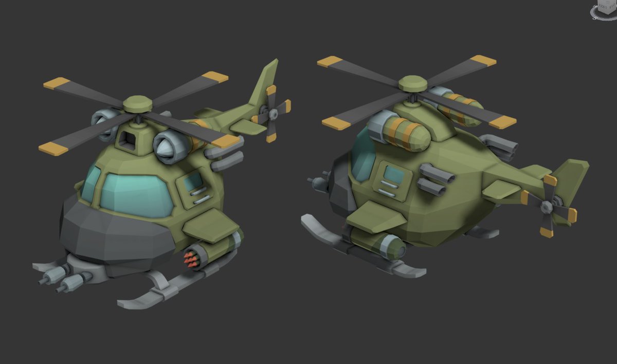 DieselBurners's tweet photo. It´s #screenshotsaturday !!!
What do you think of the design of the Simple Class Helicopter? It's an enemy with basic attacks and low resistance, but very common and annoying
#indiegame #3dmodeling https://t.co/UHUFb4oLuu