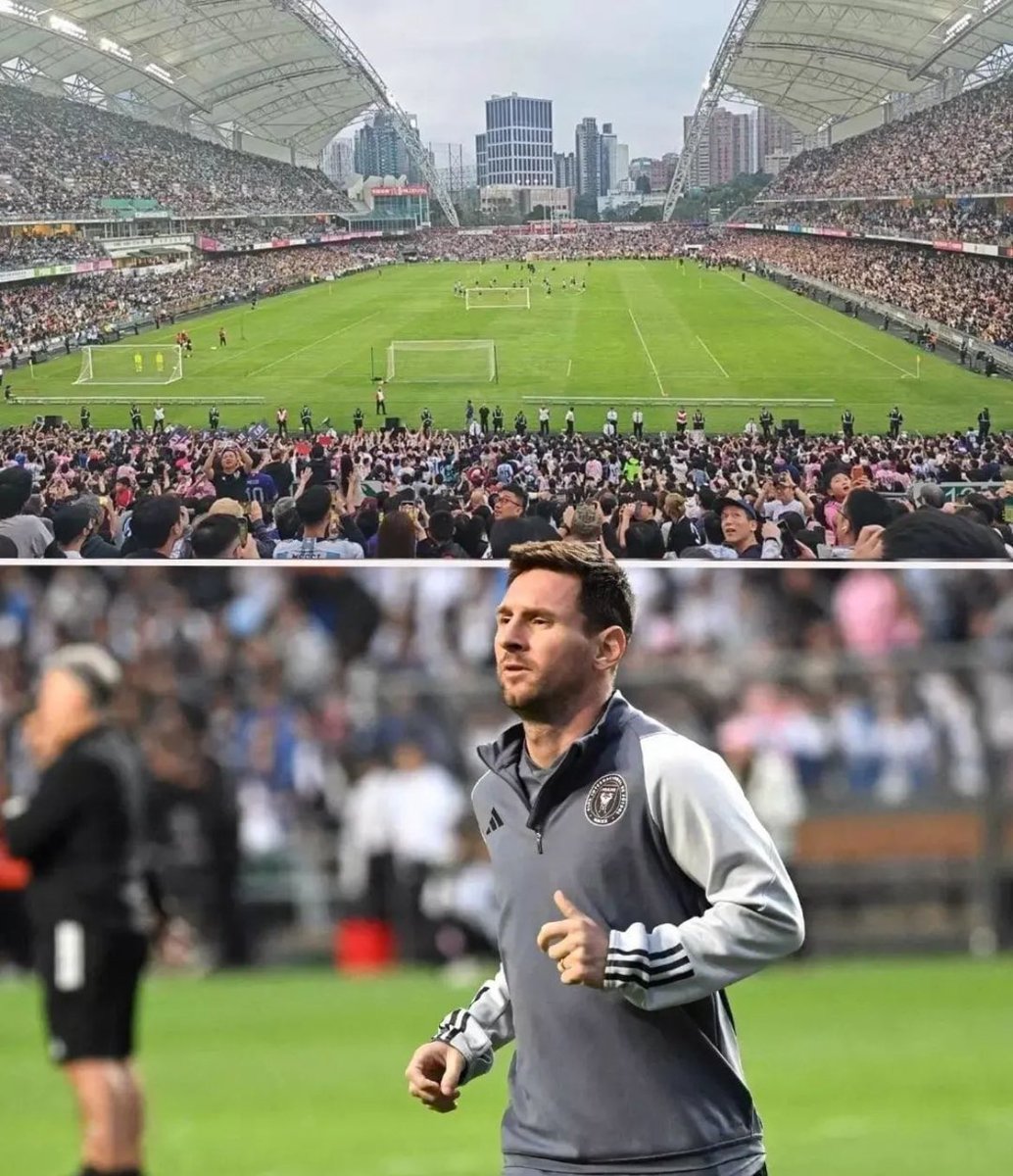 lmfootbalI's tweet photo. Lionel Messi really sold out the whole Hong Kong stadium just for the purpose of training 🤯

The face that runs the place 🐐 https://t.co/XtNDWCsvIv
