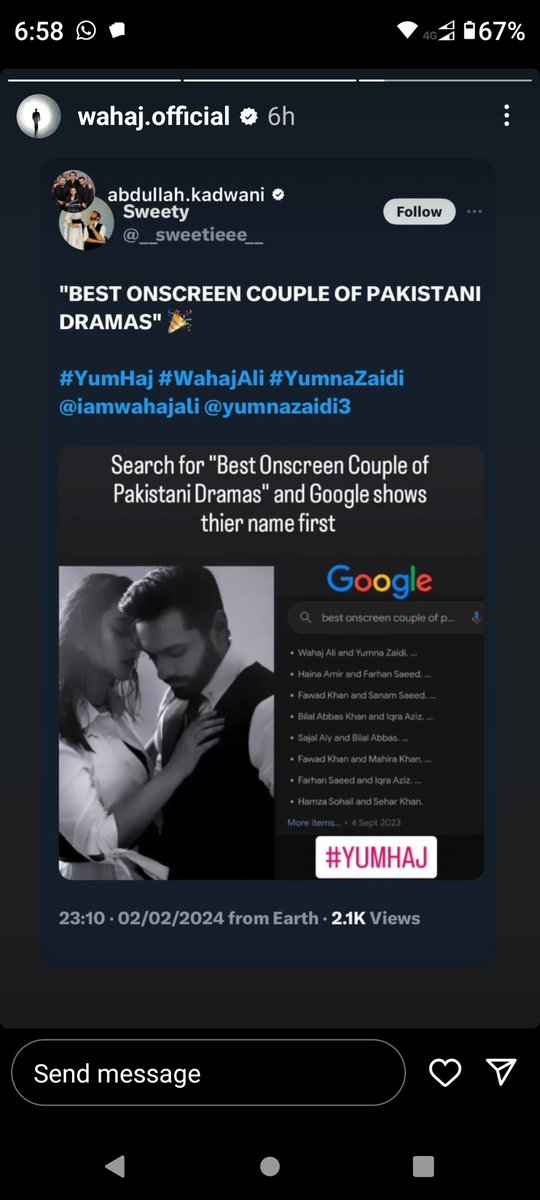 It's no surprise 😭💕💕
#Wahaj #WahajAli #YumnaZaidi #terebin